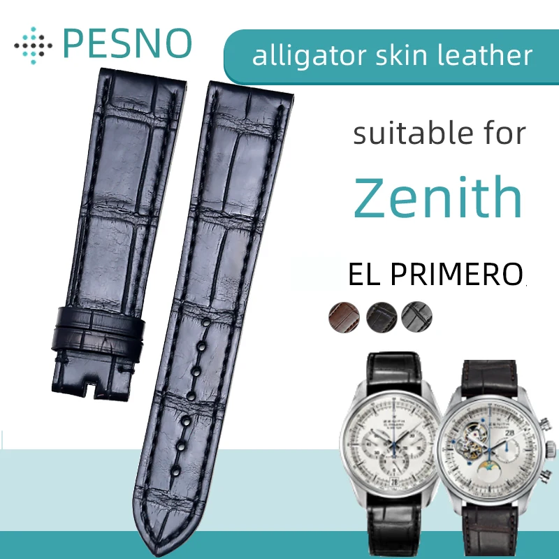 Pesno подходит для Zenith черный коричневый часы аксессуары Аллигатор средний блеск