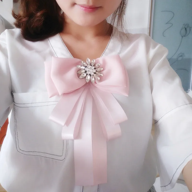 Разные стили ленты с бантом брошь на воротник Аксессуары для галстуков длинная