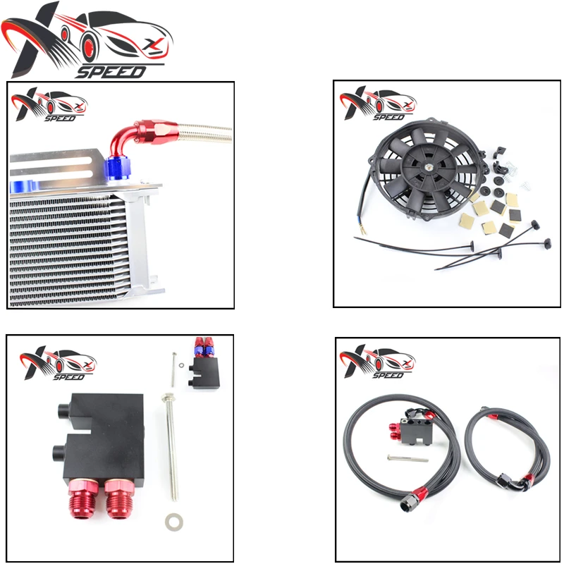 

19 row oil cooler N54 N55 7'' oil cooler fan + For BM W Z4 X5 135i 335i 435i 640i oil filter adapter
