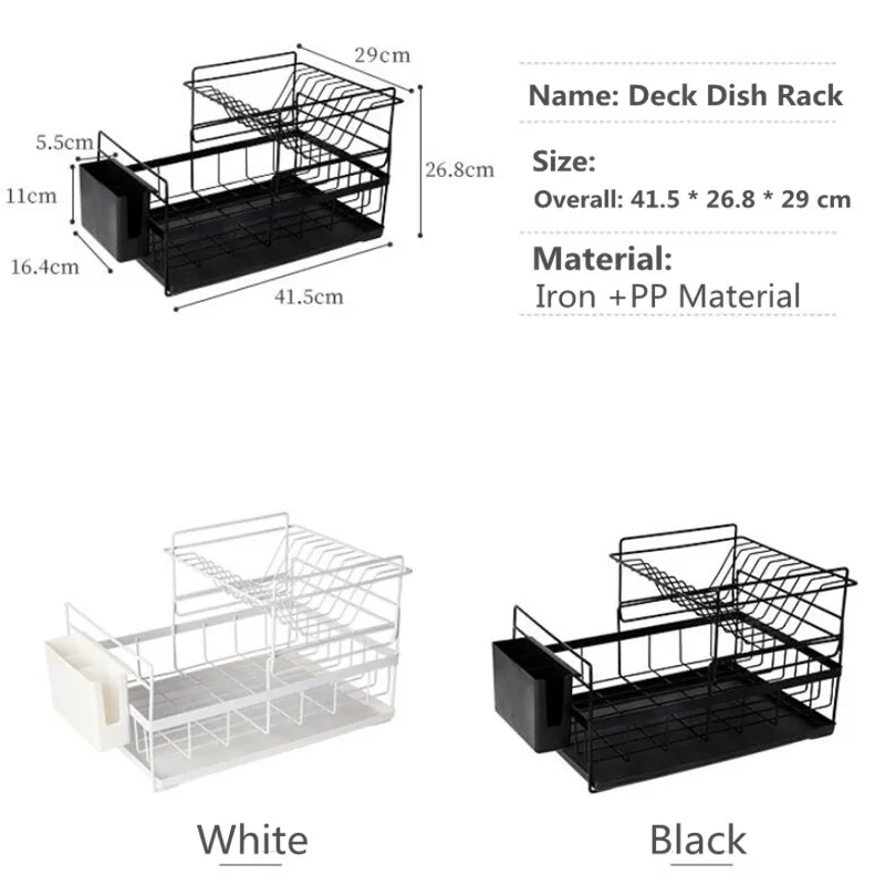 

2 Layer Home Kitchen Storage Rack Fruit Basket Dish Cup Chopsticks Knife Fork Spoon Holder Drain Rack Drying Rack
