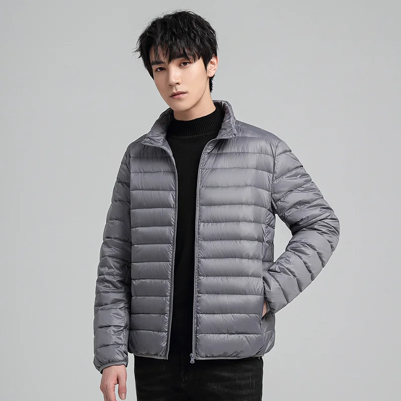 Trend new men 2021 autumn winter standing collar light down jacket warm and cold resistant white duck down coat tide