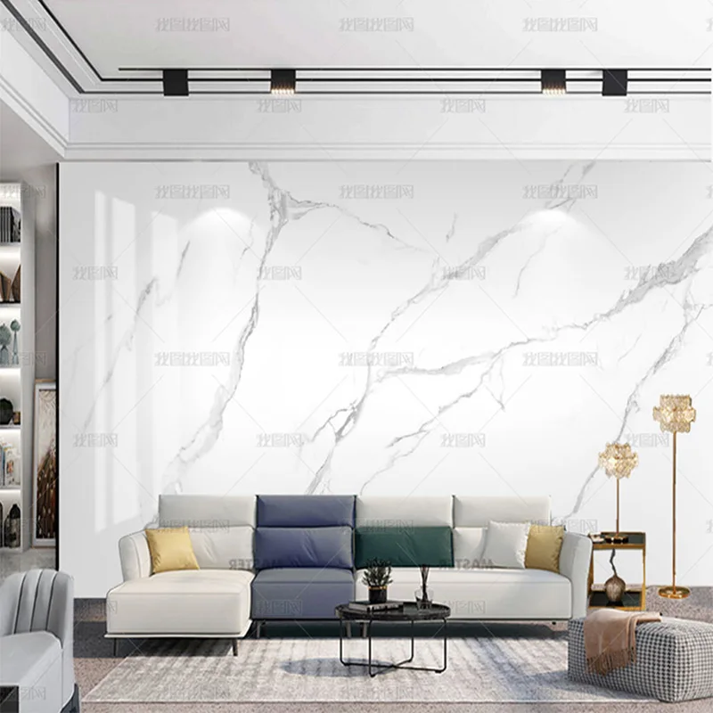 Новый 3D простой роскошный Джаз белая мраморная доска обои для гостиной ТВ Фон
