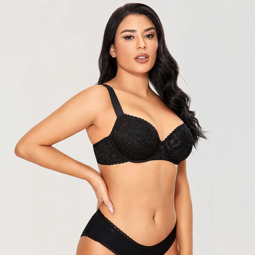 Женский бюстгальтер-минимайзер с полным покрытием и кружевными бретелями |