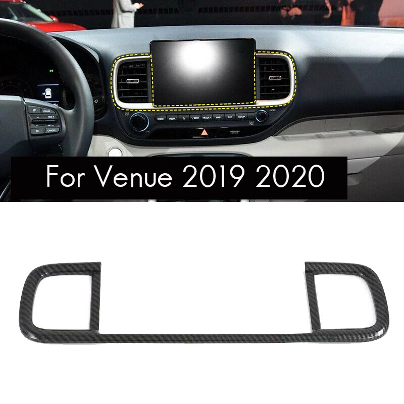 

ABS Carbon Fiber Middle Central Air Vent Outlet Cover Trim Interior Decoration for Hyundai Venue 2019 2020