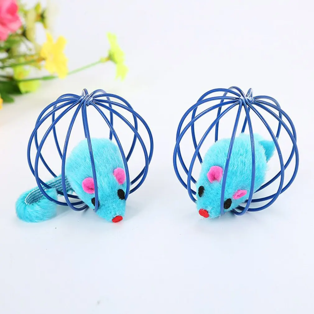 

New Pet Cat Toy Funny Kitten Pet Toy Plush Mouse in Cage Ball Interactive Toy