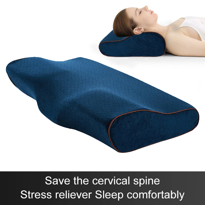 

Memory Foam Neck Pillow Neck Protection Slow Rebound Pillows For For Pain Relax Butterfly Shaped Orthopedic Cervical Pillow