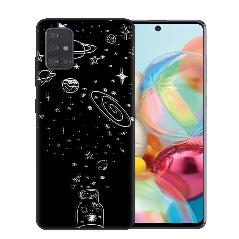 Черный силиконовый чехол для телефона Samsung S20 Ultra Plus A51 A71 A20 A30 A40 A50 A70 с изображением
