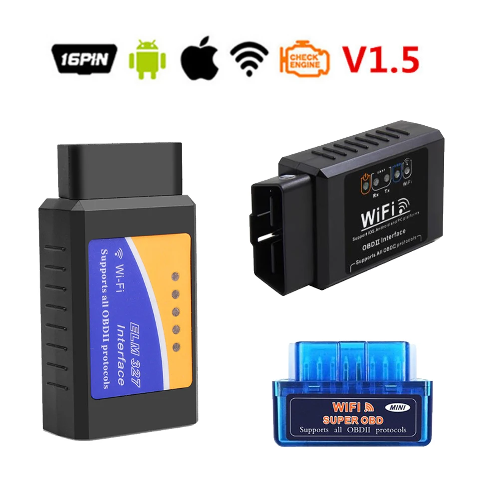 

For Android/IOS ELM327 V1.5 WIFI OBD2 Scanner ELM 327 V 1 5 wifi OBD 2 OBD2 Car Auto Diagnostic Tool ODB2 OBDII Code Reader