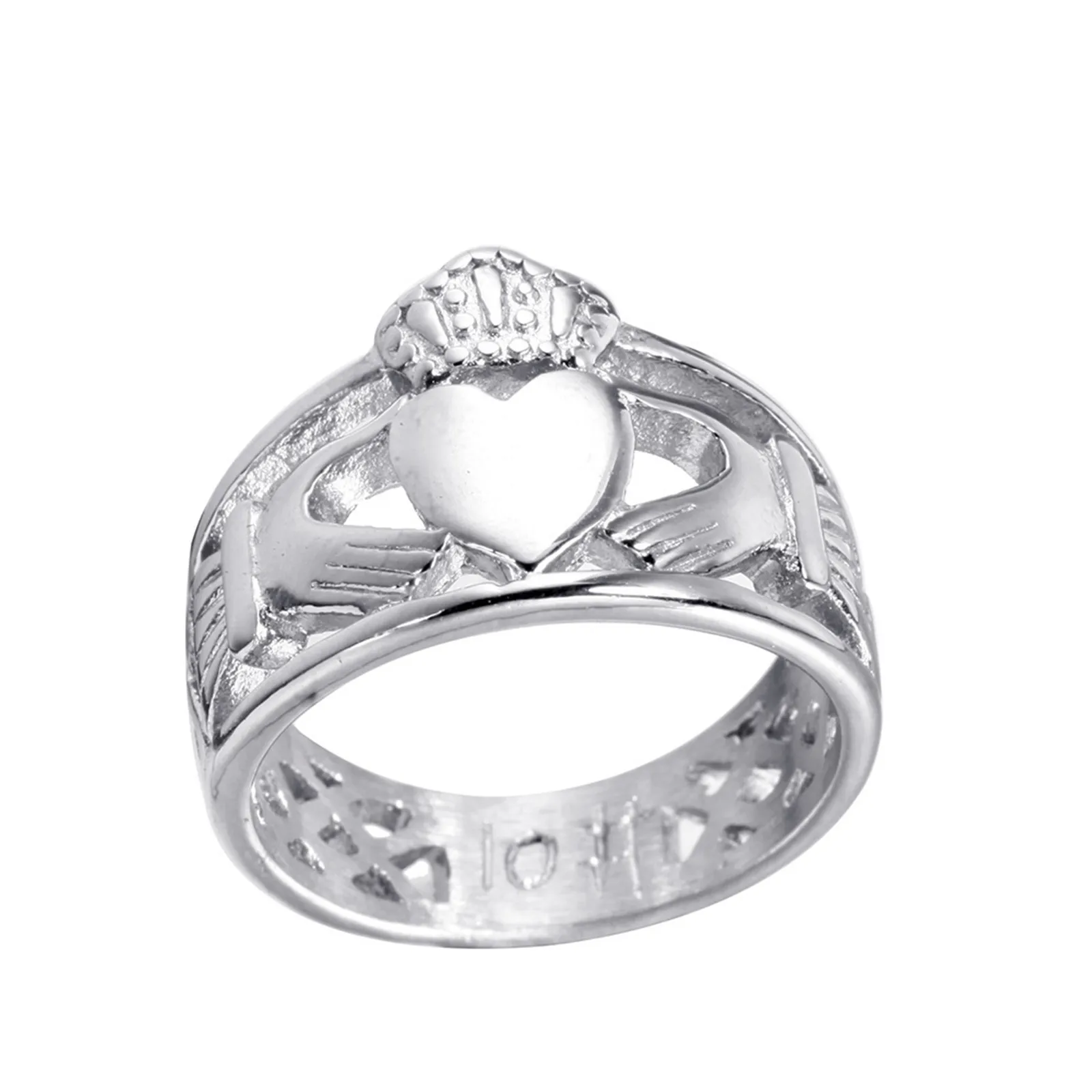

Anillo de Claddagh Para Hombre Stainless Steel Ring for Men and Women Celtic Ireland Symbol Jewelry Hollowed Heart Crown