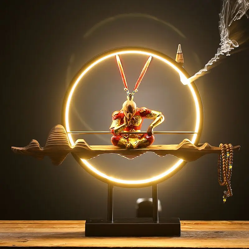 

Chinese Zen Layout Living Room Sun Wukong Backflow Incense Burner Desktop Decoration Home Accessories