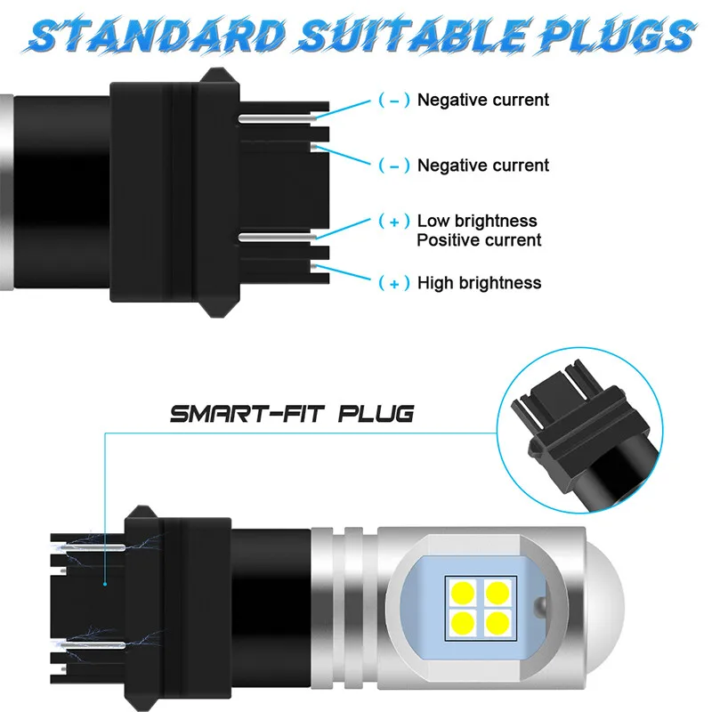 3156/3157 Реверсивный стоп-сигнал автомобиля, указывающий поворот, парковочный светильник лампы DC12-30V белого цвета светодиодный чип светильника обратного хода 2шт вкл.