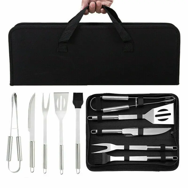 

9pcs Bbq Grill Tool Set Cooking Stainless Bag Barbecue Utensil Outdoor Camping Cooking Tools Set Bbq Grill Accessories