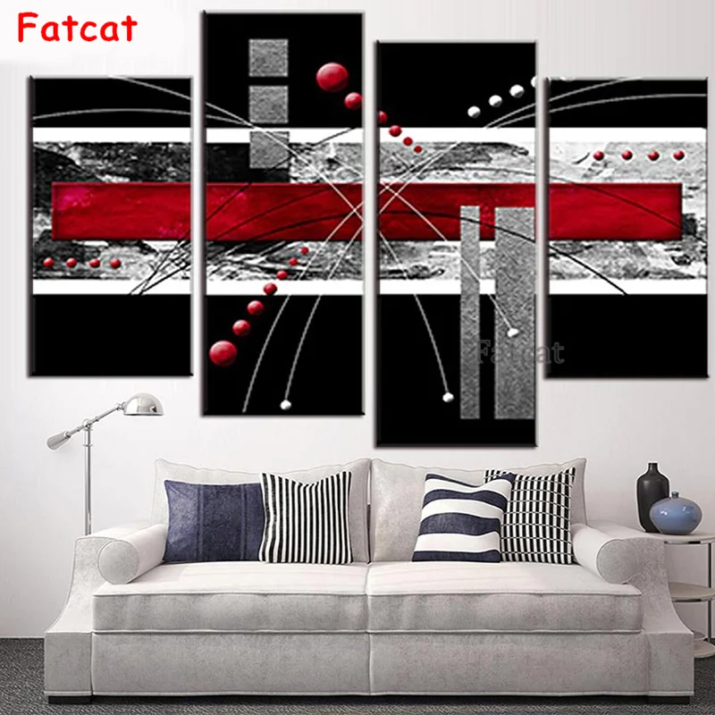 

Red Black Grey Combined diy Diamond Embroidery 4 Piece Pattern Diamond Full Square/Round Drill Pictures of rhinestones PP1403