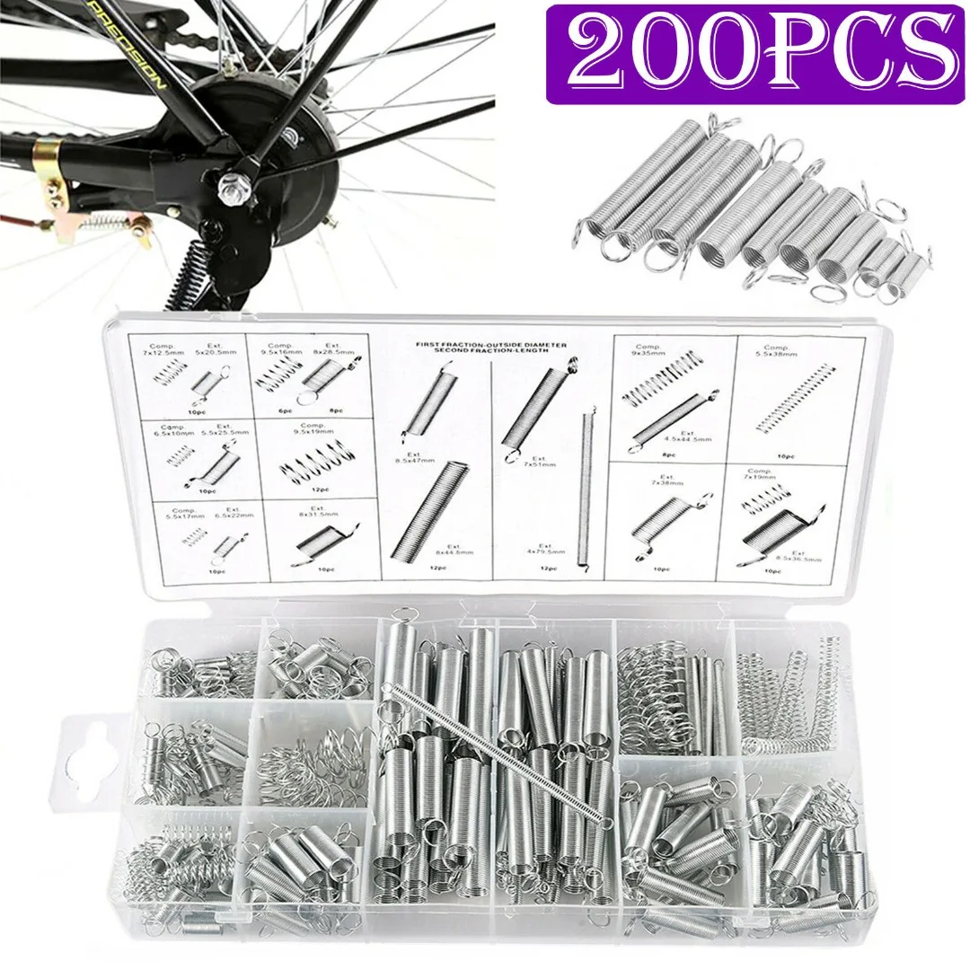 

Mayitr 200pcs Small Spring Assortment Set Kit Galvanized Steel Compression Extension Coil Portable Hardware Tool