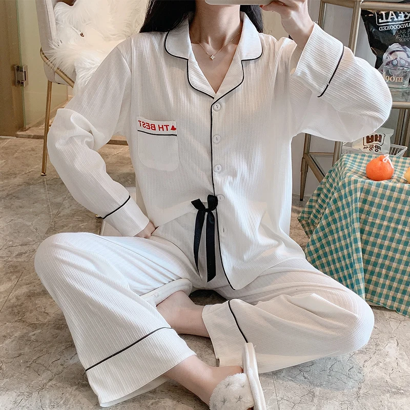 

Пижама женская хлопковая с длинным рукавом, кардиган с милыми надписями, в стиле интернет-знаменитостей, большие размеры, весна-осень 2020