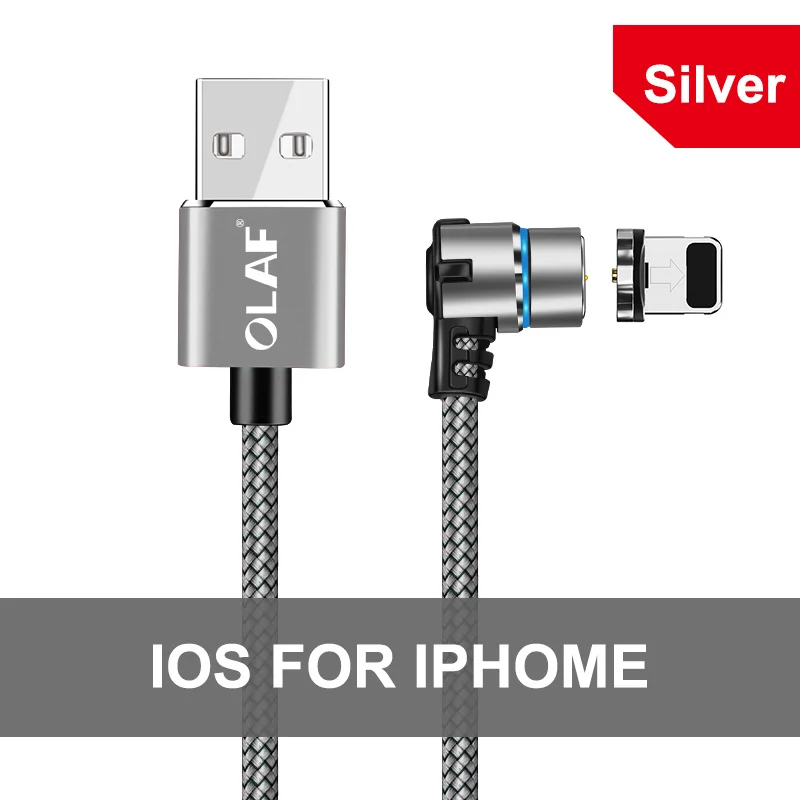 IOS Sliver Olaf 1 м Магнитный Micro USB кабель для iPhone samsung Android мобильный телефон Быстрая зарядка usb type C кабель магнитное зарядное устройство провод шнур - Цвет: IOS Sliver