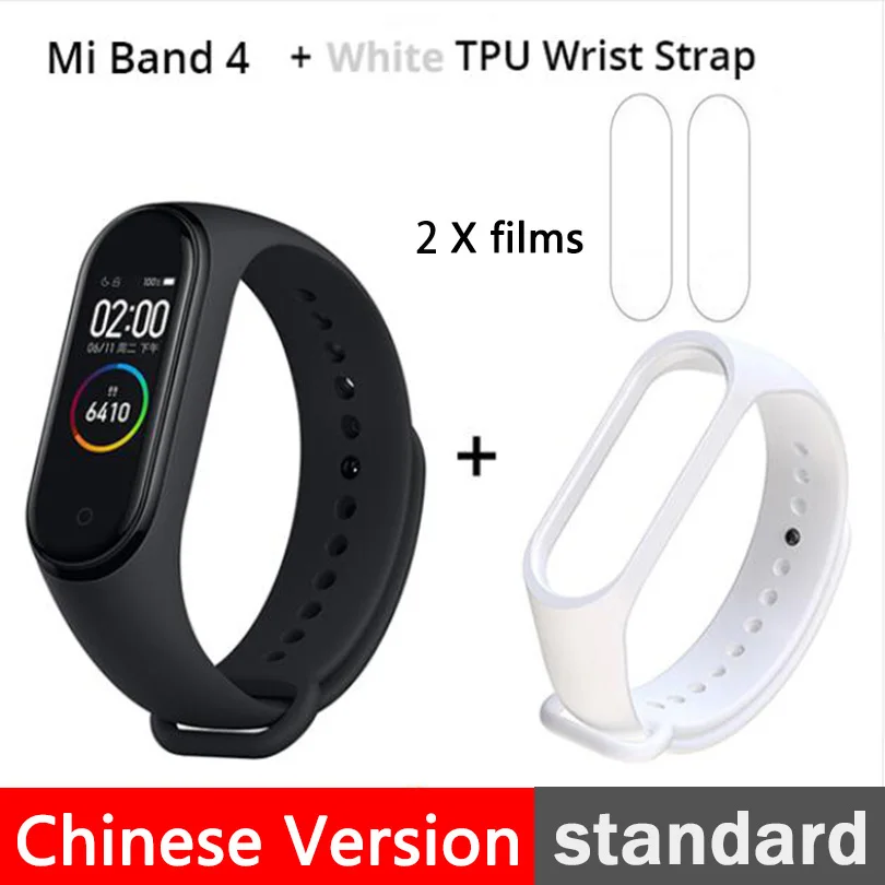 B4 CN n film n white Xiaomi mi-браслет 4 Smart Bluetooth 5,0 mi Band 4 Браслет фитнес-браслет AMOLED сенсорный экран Музыка AI сердце - Цвет: B4 CN n film n white