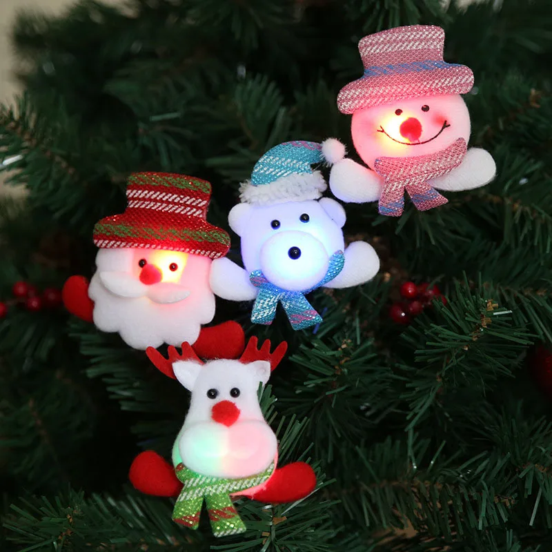 1 шт. брошь с лосем в виде Санта-Клауса снеговика медведя со светлым елочным