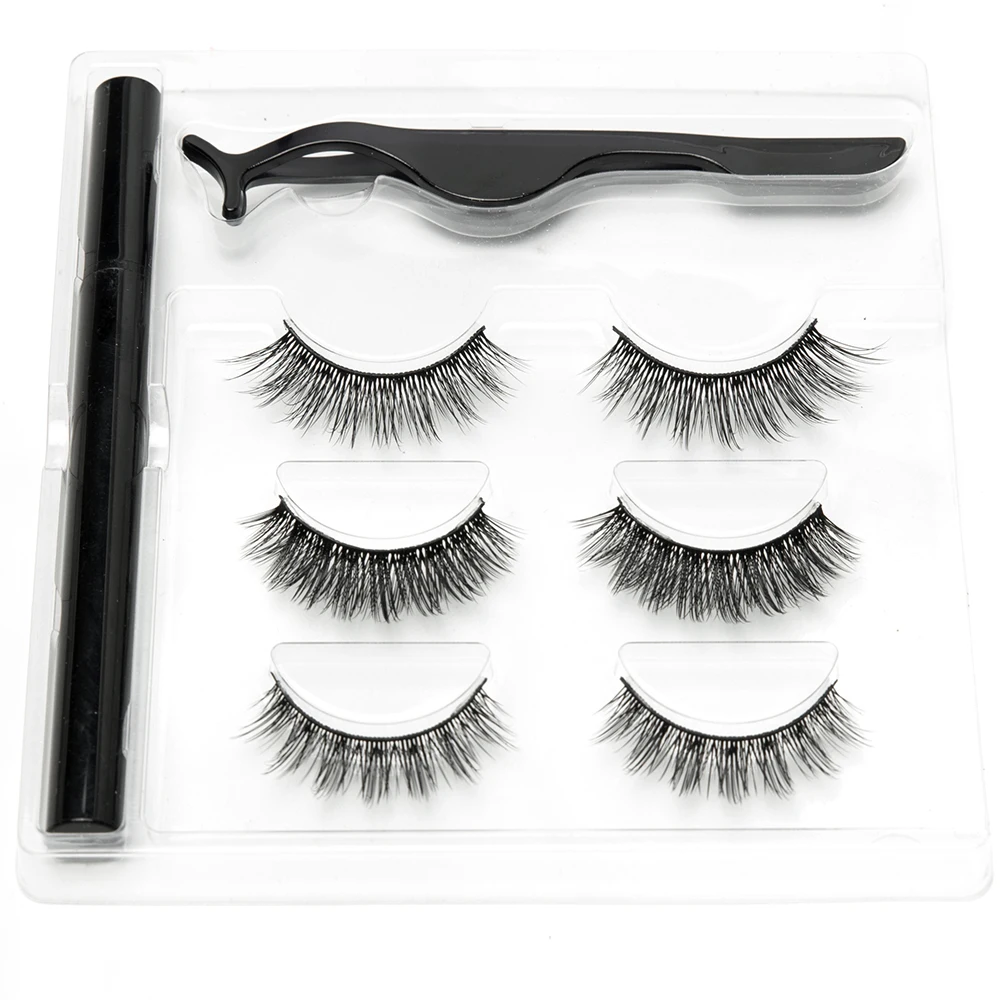 Без магнита без клея 3D норки подводка для глаз ресниц 3 пары детских хлопковых