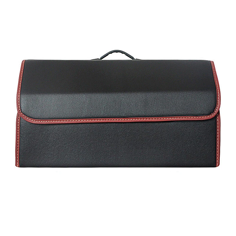 black red L Сумка для хранения в автомобиле из искусственной кожи, складная сумка для хранения в багажнике, автомобильный Органайзер, автомобильные аксессуары - Название цвета: black red L