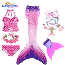 Mermaid Tail Bikini Dress for Girls High-Elastic Mermaid Costume Beach Dress Goggles Mermaid Princess Pool Party Girls Costume