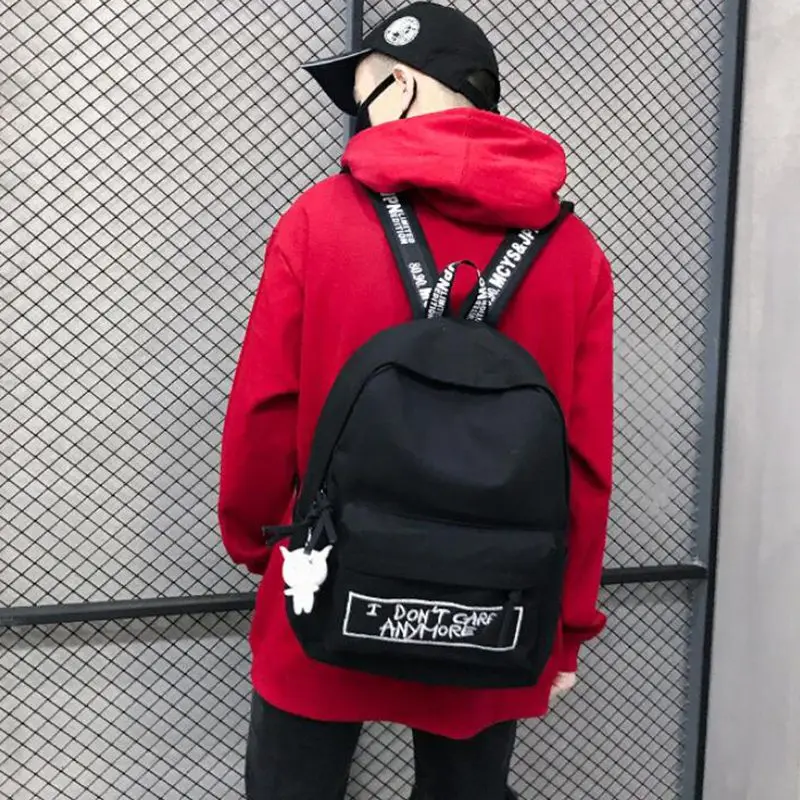 Рюкзак женский Холщовый с подвеской в виде куклы для путешествий стиле Харадзюку