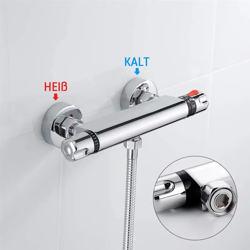 

Термостатический смеситель для ванны, кран с кнопкой управления для душа, настенный, для горячей и холодной воды, аксессуары для безопасног...