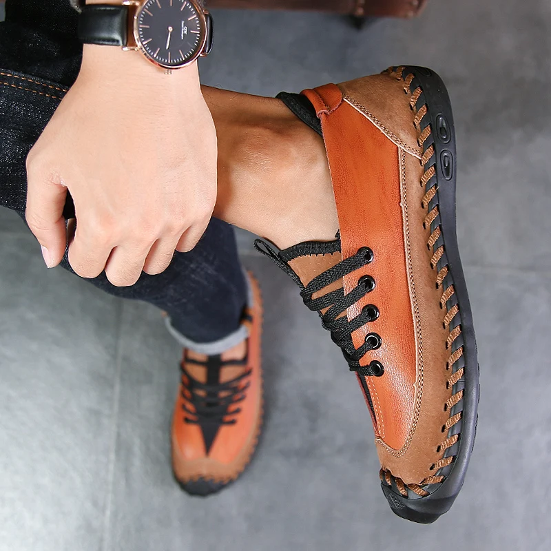 Мужские туфли из натуральной кожи летние модные повседневные лоферы мягкая