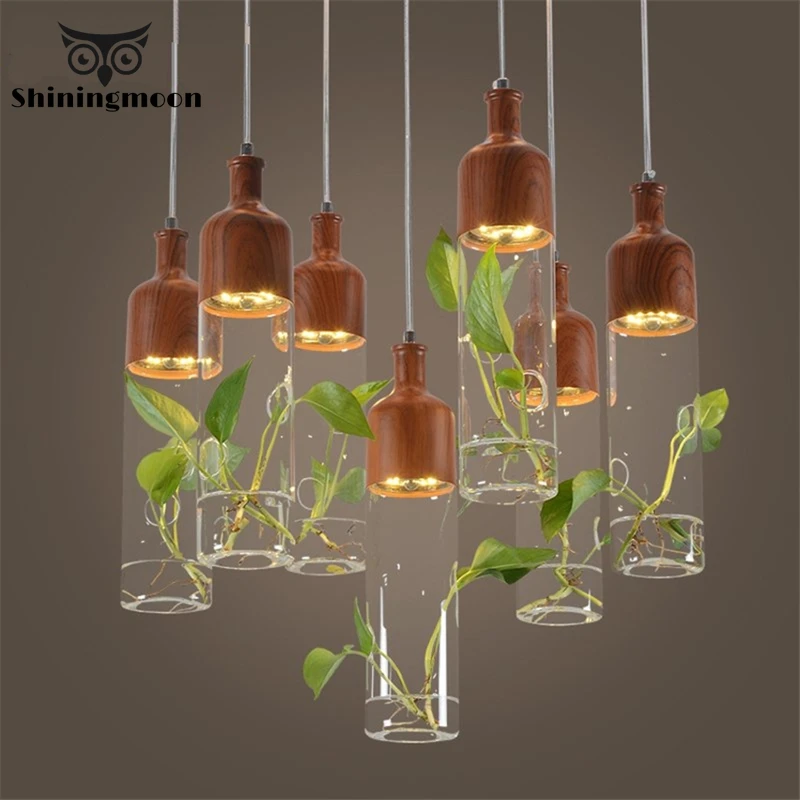 

Современный металлический художественный садовый светодиодный подвесной светильник зеленые растения деревянный светодиодный подвесной светильник проход аквариум домашний декор подвесной светильник Luminaria