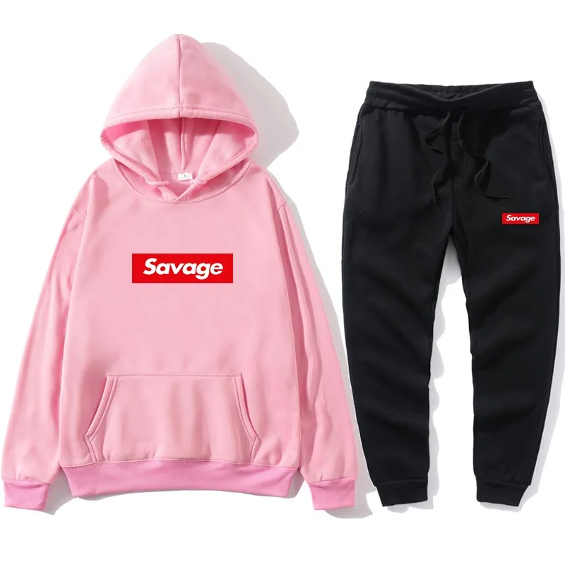 

Free Shipping New 2021 Brand Sportswear Fashion Hoodie Men's Sportswear Two-piece Wool Thick Hoodie + Pants Sportswear Men