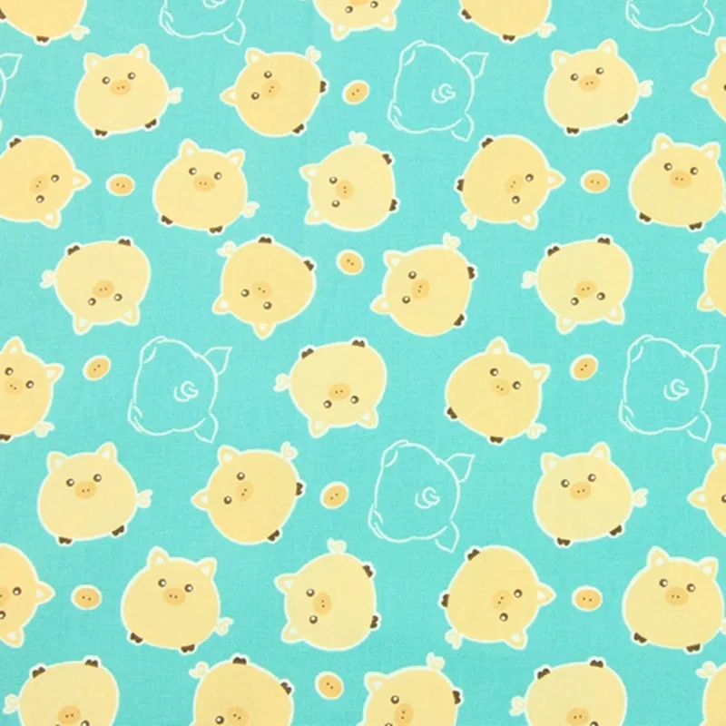 Импортная плотная 100% хлопчатобумажная ткань с рисунком маленькой свиньи ручная