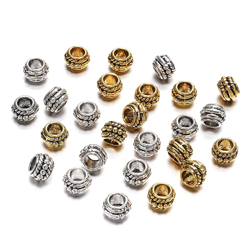 

30pcs/lot 8mm Gold Antique Plated Loose Spacer Bead For Jewelry Making Vintage Bracelet Beads Findings Handmade Supplies