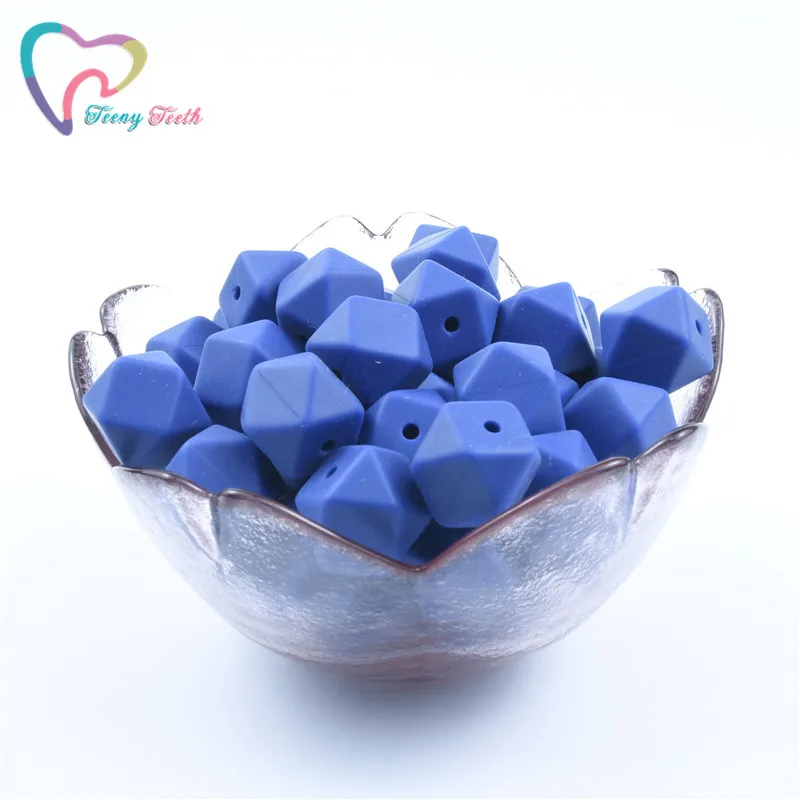 Sapphire Blue 20 шт. 14 мм Детские шестигранные силиконовые бусины Восьмиугольные бусины DIY соска цепь Perle Силиконовые Детские Прорезыватели жевательные бусины детские товары - Цвет: Sapphire Blue