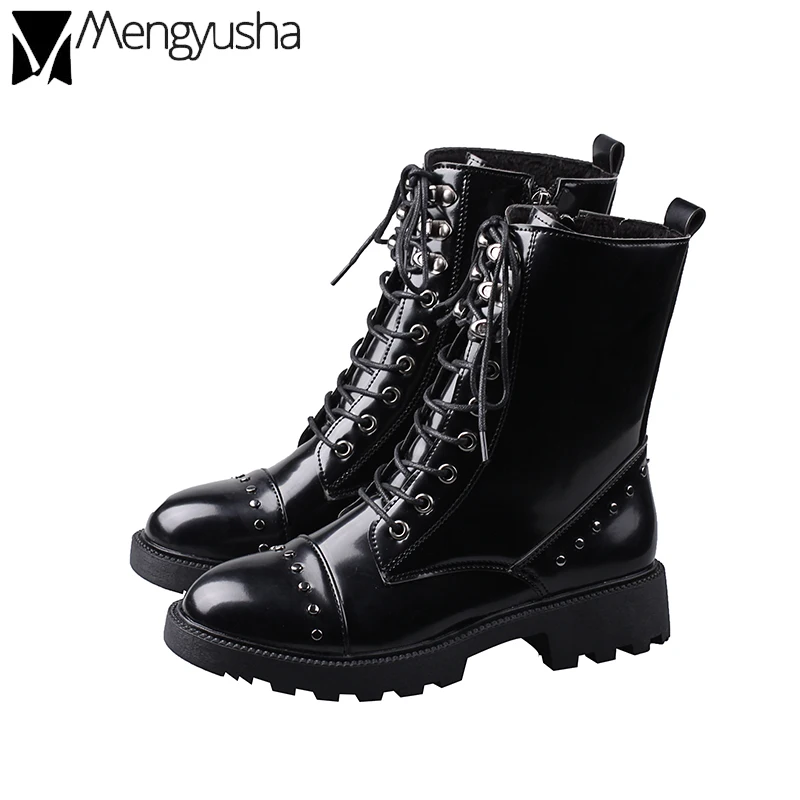 Ботинки martin в стиле панк с металлическими заклепками женские черные ботинки на