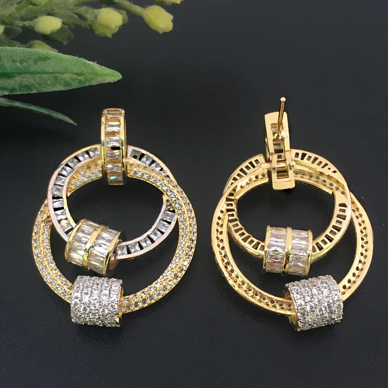 Lanyika Fashion Jewelry Simpleness Geometry circle Earrings Full Micro inlay Plated Banquet Popular Best Gift | Украшения и