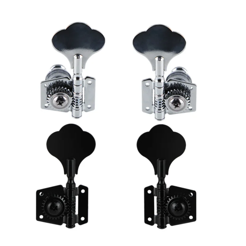 

Ohello 4R/4L Opened Guitar Tuning Pegs Electric Bass Machine Heads Tuners For Bass Black/Chrome Tuning Pegs Keys Right-Handed