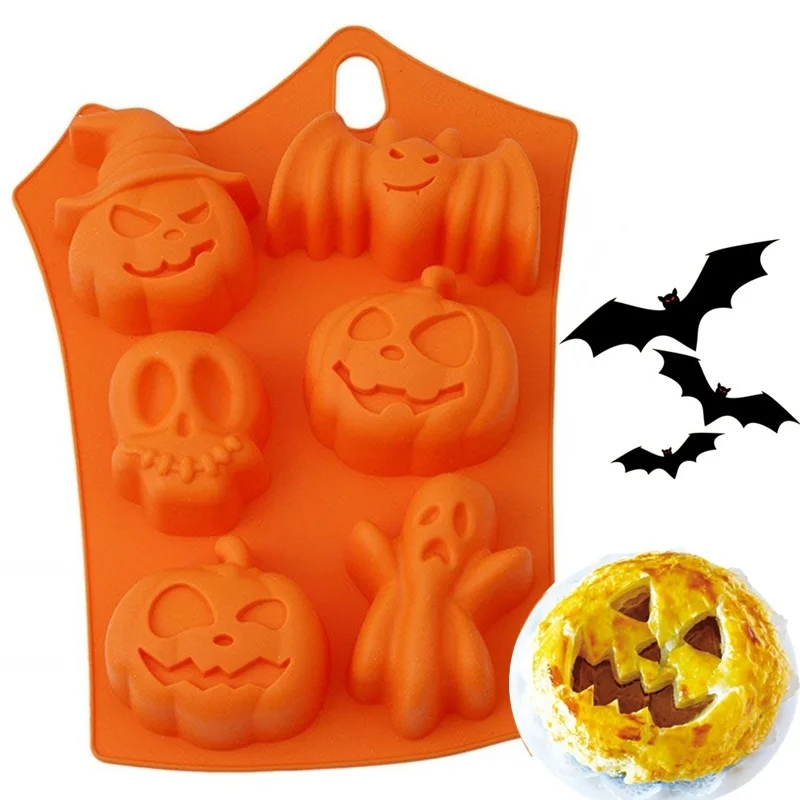 

Halloween Pumpkin Ghost Bat Cookies Molds DIY Silicone Cake Chocolate Fondant Baking Moulds Tools for Festival Halloween Party