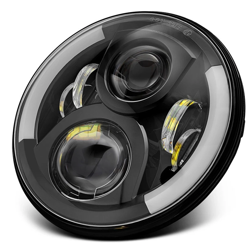 Черный 50 Вт 7 &quotкруглый светодиодный головной светильник s гало кольца для Wrangler JK