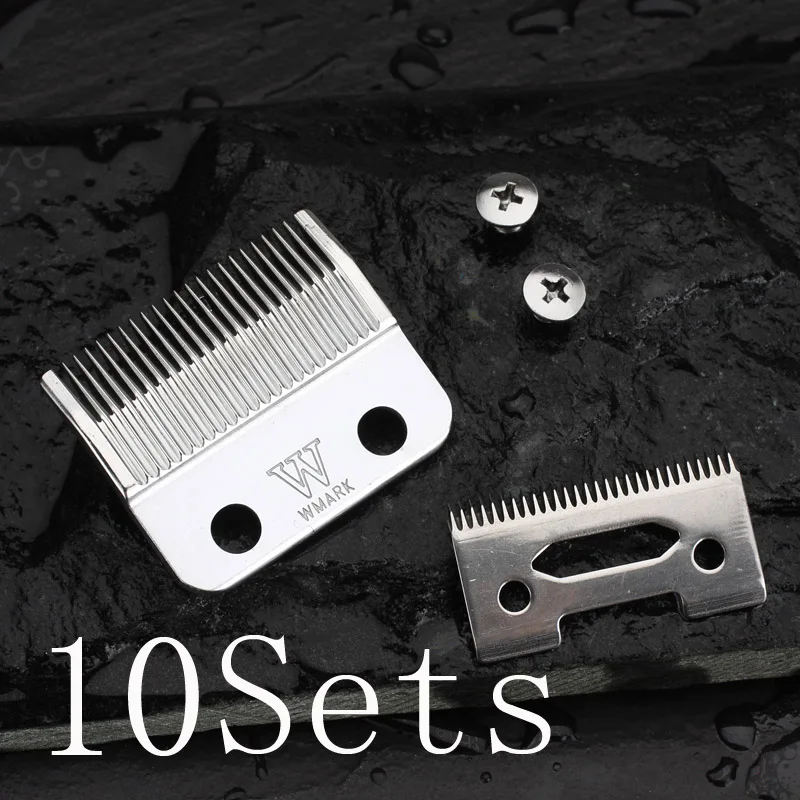 Silver 10 sets WMARK лезвия профессиональная аккумуляторная машинка для стрижки волос лезвие Высококачественная карбоновая сталь машинка для стрижки аксессуары золотистого цвета для выбора Золотой винты - Цвет: Silver 10 sets
