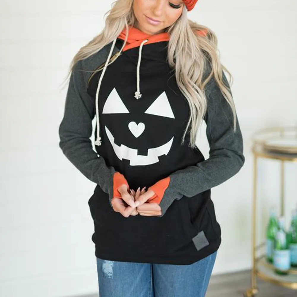

Halloween Sweatshirt Women Long Sleeve Plus Size Witch Print Hoodie Sweatshirt Blouse Sudadera Mujer Kawaii Clothes Anime Hoodie