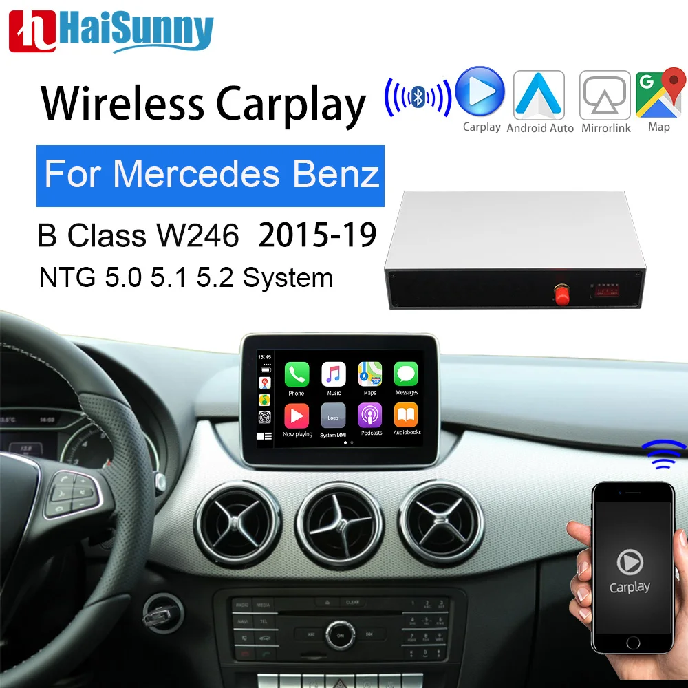 

Wireless carplay car retrofit for Mercedes B180 W246 W242 2015-19 Support Mirror link Reverse camera Android auto navigation