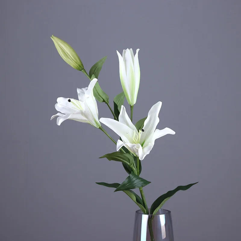 

1Pcs High Quality Real Touch Lily Artificial Flowers Lily Bouquet for Wedding Bouquet Bridal Home Flower Decoration