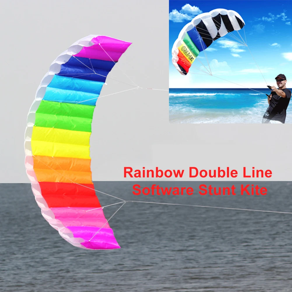 

Drop shipping Dual Line Parafoil Kite FlyingTools Line Power Braid Sailing Kitesurf Rainbow Outdoor Toys Sports Beach Stunt Kite