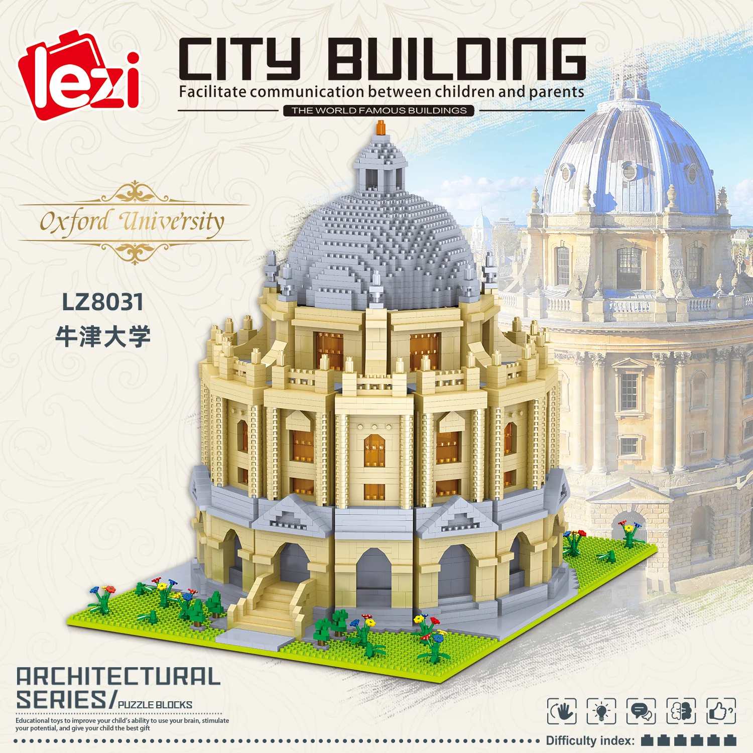

LEZI LZ8031 Miniature Diamond Small Particle Building Model Series Oxford University Building Blocks Bricks Children's Toys