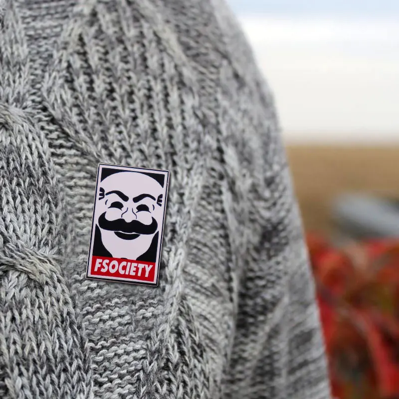 Эмалированная заколка с логотипом Mr. Робот таинственный хакер значок злодейцев E