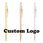 Металлическая шариковая ручка с логотипом на заказ, рекламная ручка с гравировкой на заказ, электронное покрытие, ручка с выдвижной ручкой