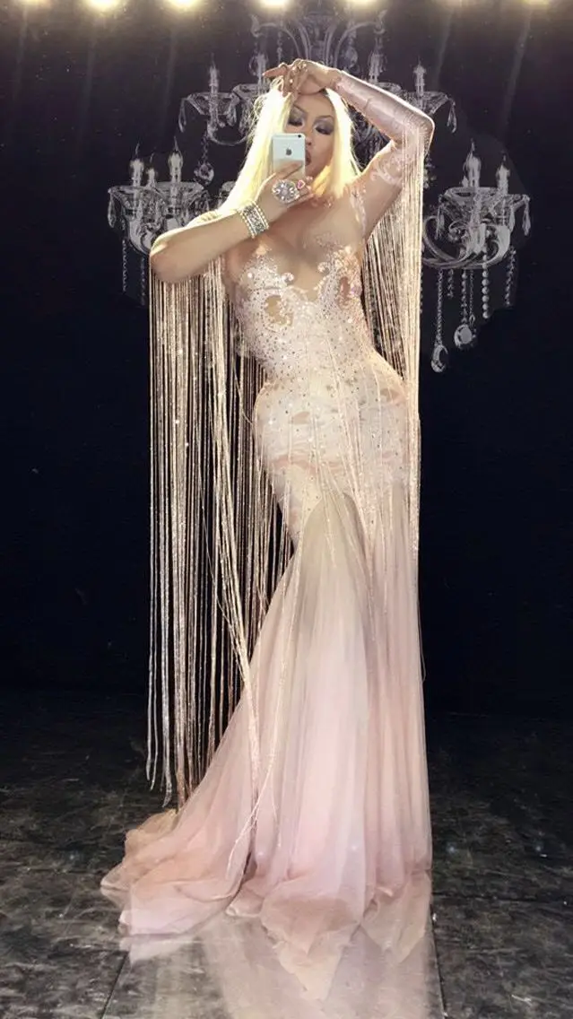 

Женское вечернее платье с бахромой, длинное розовое платье для танцев на день рождения, для ночных клубов и вечевечерние