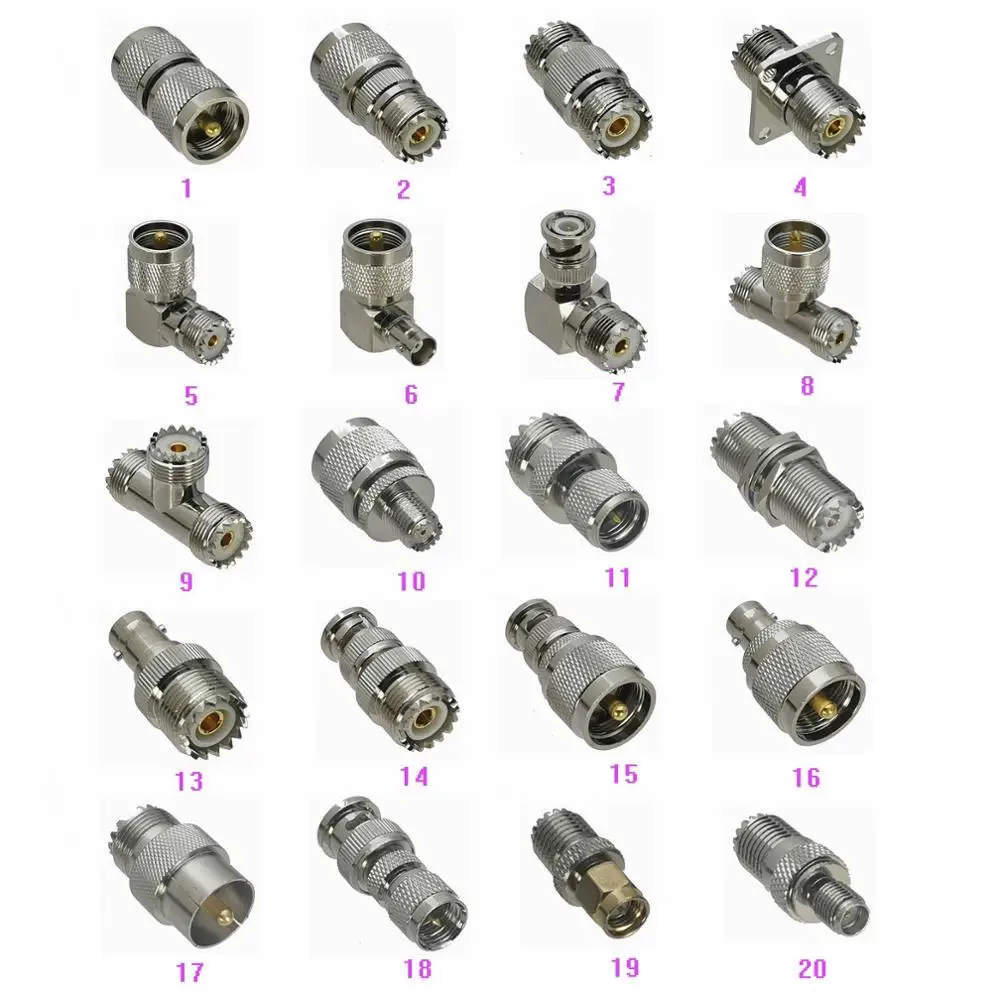 5 шт. адаптер UHF / Mini к PL259 SO239 BNC SMA штекер и гнездо RF коаксиальный разъем для