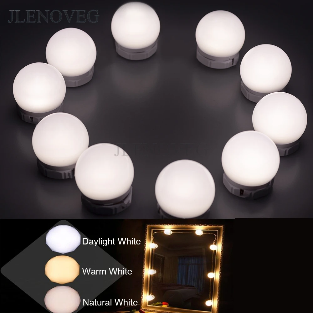 

10p 5V Led Vanity Makeup Mirror Light Bulb Hollywood Makeup USB Wall Lights Dimmable Dressing Table Mirror Lamp Collection line