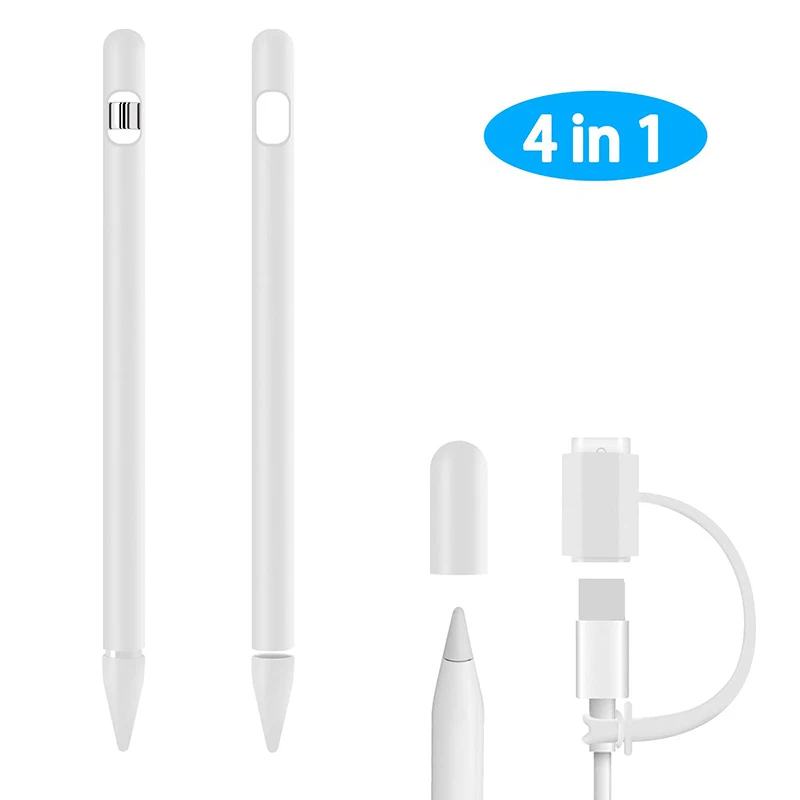 4 в 1 силиконовый чехол для Apple карандаш, стилус, ручка-держатель кожаный чехол карманная крышка аксессуары для IPad карандаш сенсорная мягкая ручка Крышка